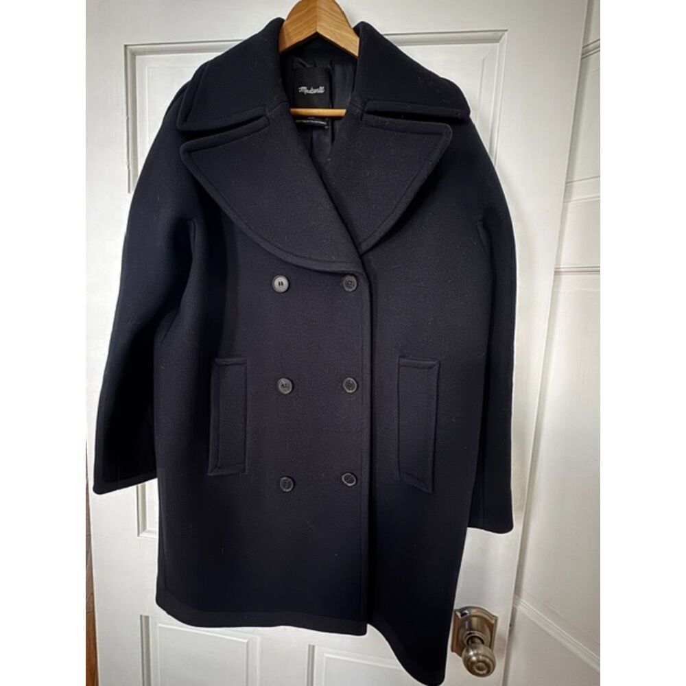 NWOT Madewell Oversized cocoon peacoat wool/cashmere navy, size S.